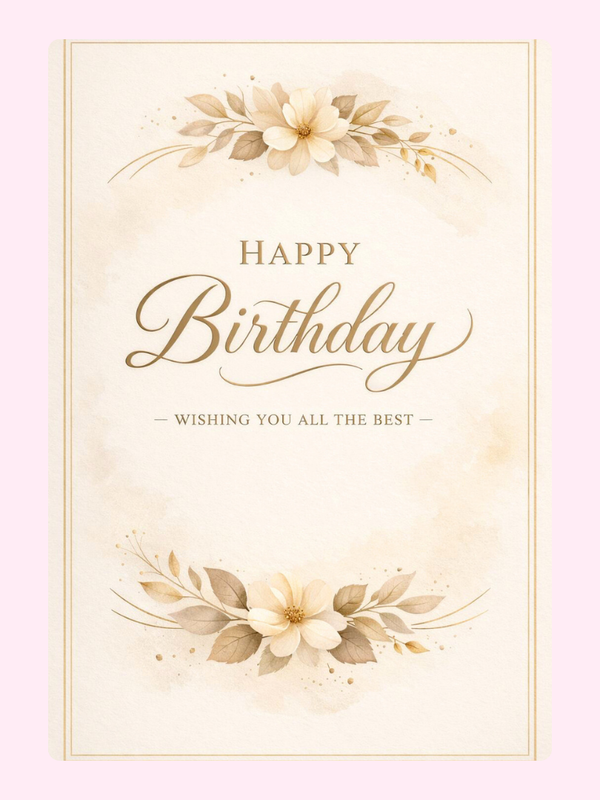 Classic Elegant Birthday Cake Card