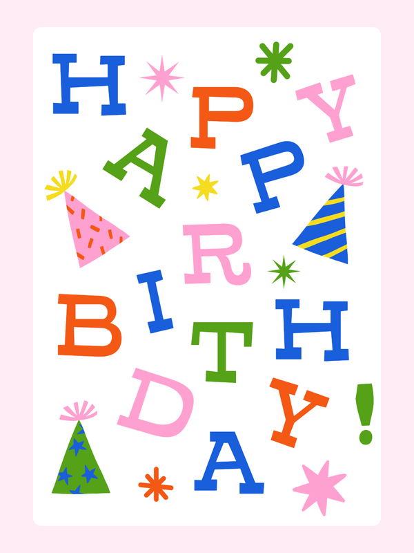 colorful party birthday cake card letterbox gift UK
