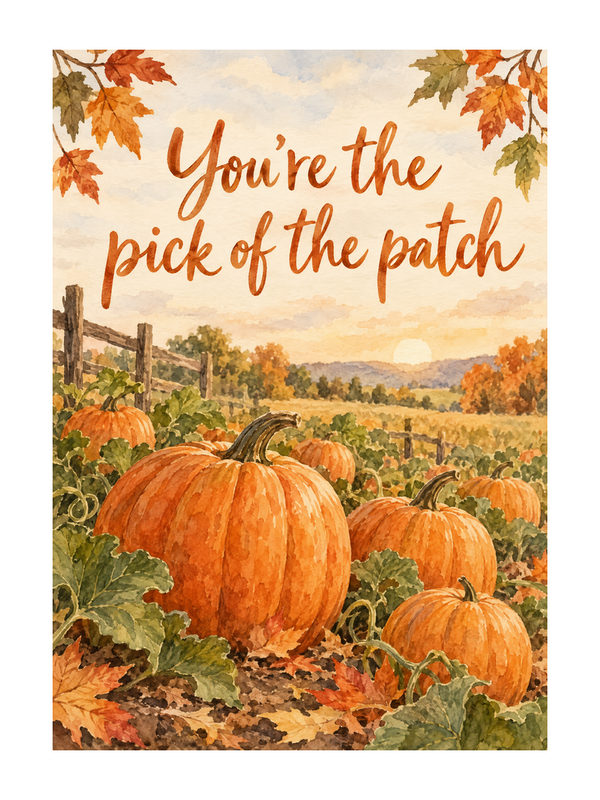 You're The Pick Of The Patch Birthday cake card by MailBakes, Watercolour pumpkins with You’re the pick of the patch