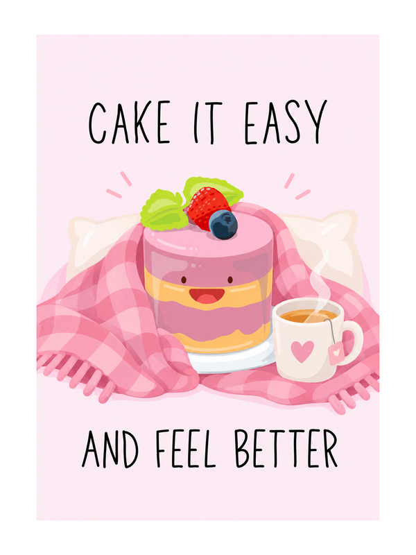Cake It Easy Get Well Soon cake card by MailBakes, digital illustration with Cake it easy and feel better