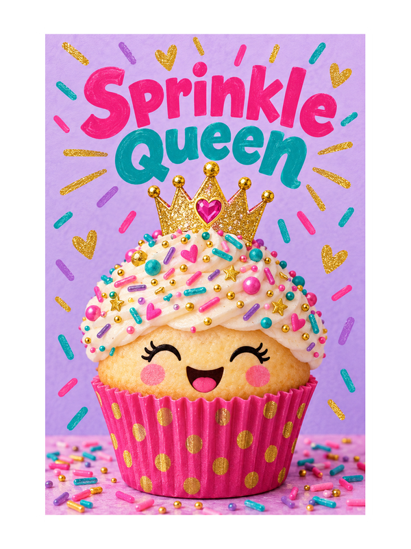 Sprinkle Queen Birthday cake card by MailBakes, Colourful sprinkles with Sprinkle Queen text