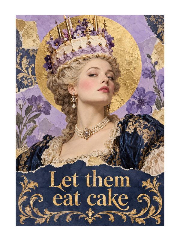 Let Them Eat Cake Birthday cake card by MailBakes, collage design with Let them eat cake text