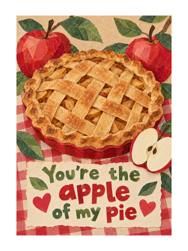 Apple Of My Pie Birthday cake card by MailBakes, collage with You’re the apple of my pie text