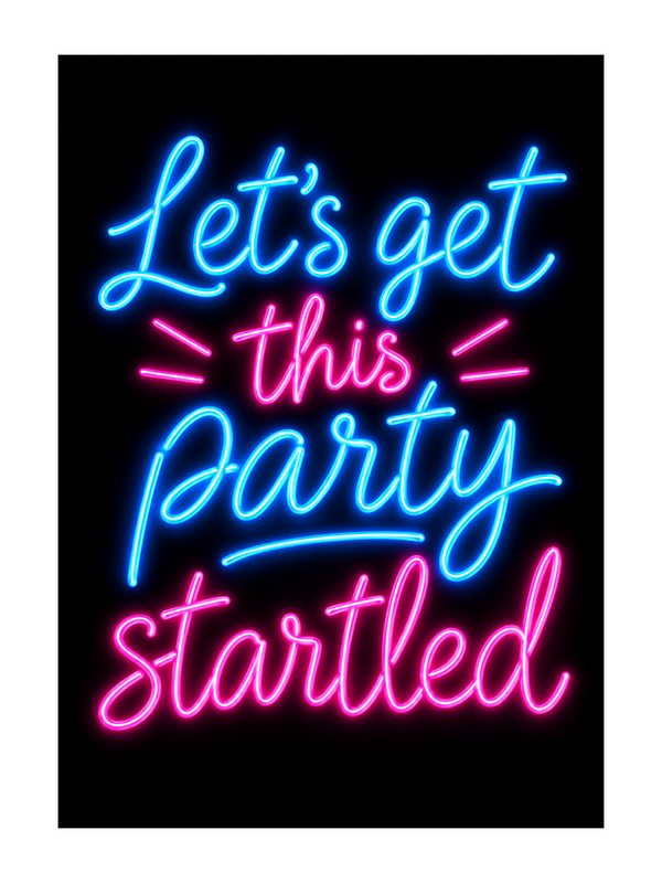 Get This Party Startled Halloween cake card by MailBakes, neon sign saying Let’s get this party startled