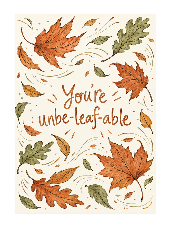 Unbeleafable Birthday cake card by MailBakes, Ink line drawing with You’re unbeleafable