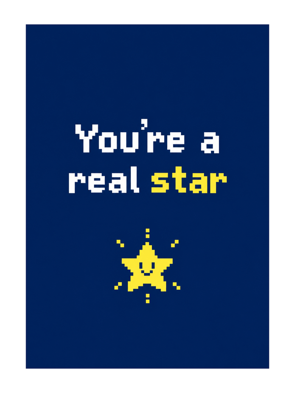 Real Star Birthday cake card by MailBakes, Pixel art star with You’re a real star text