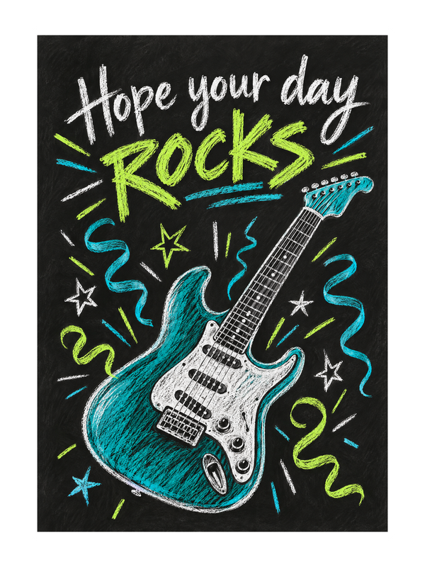 Day Rocks Birthday cake card by MailBakes, chalkboard drawing with Hope your day rocks