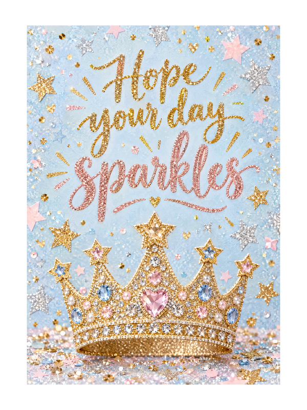 Day Sparkles Birthday cake card by MailBakes, glitter collage with Hope your day sparkles
