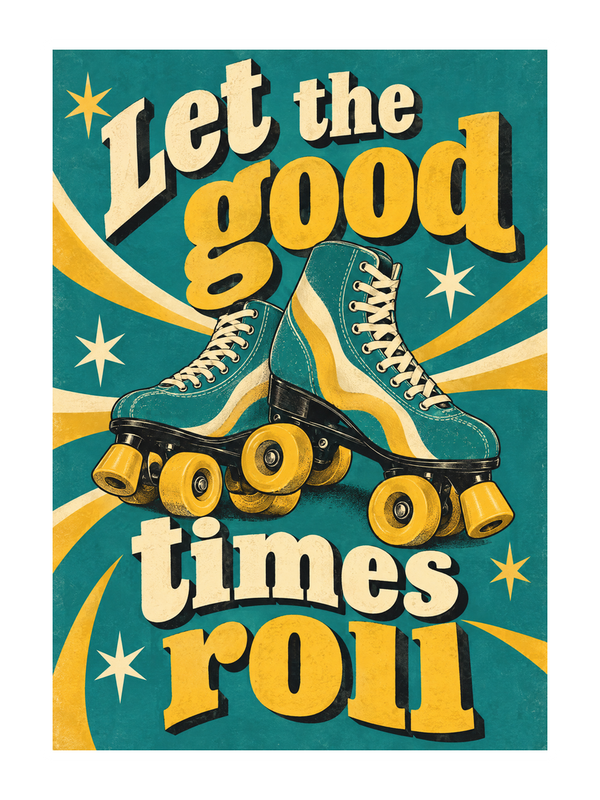 Good Times Roll Birthday cake card by MailBakes, vintage poster style with Let the good times roll