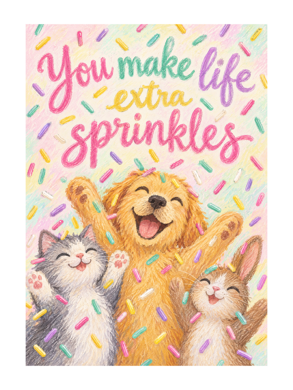 Extra Sprinkles Sprinkles Birthday cake card by MailBakes, oil pastel drawing with You make life extra sprinkles
