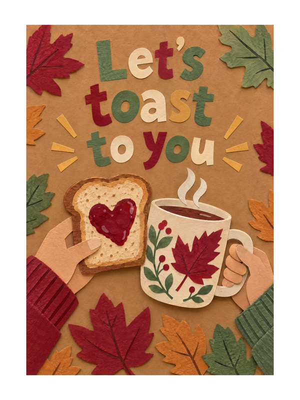 Toast To You Birthday cake card by MailBakes, papercraft collage with Let’s toast to you