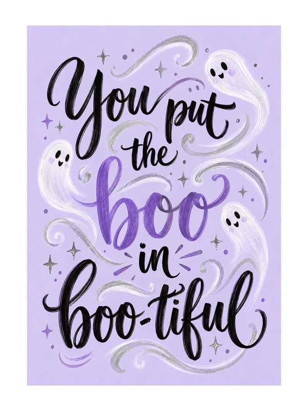 Bootiful Halloween cake card by MailBakes, Hand lettered You put the boo in bootiful