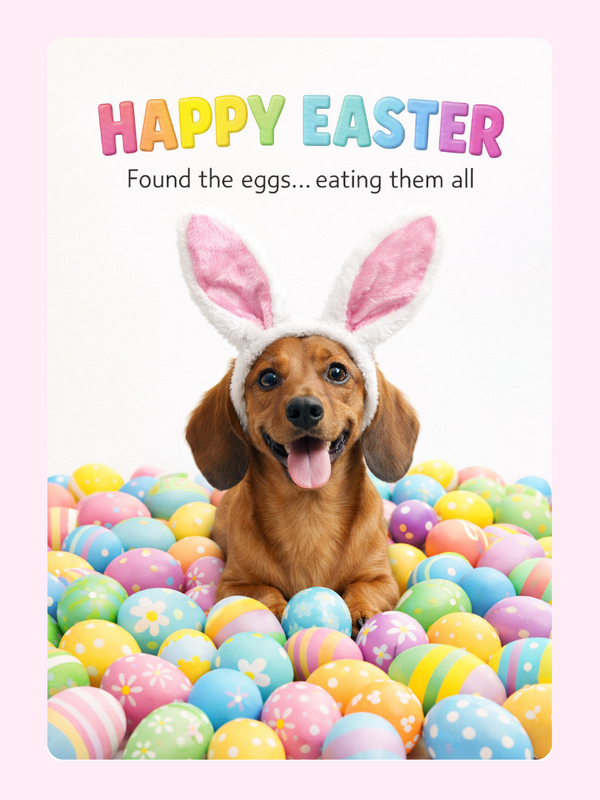 Happy Easter Bunny with friends, enjoying the egg hunt.