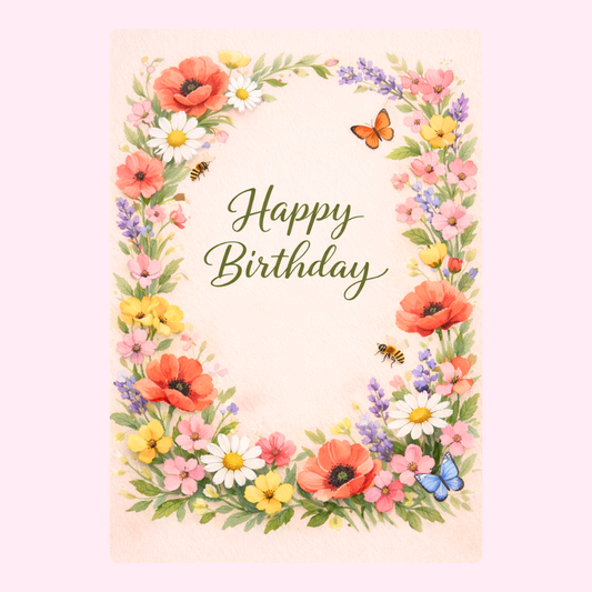 floral wreath birthday cake card by post UK letterbox birthday gift edible greeting card