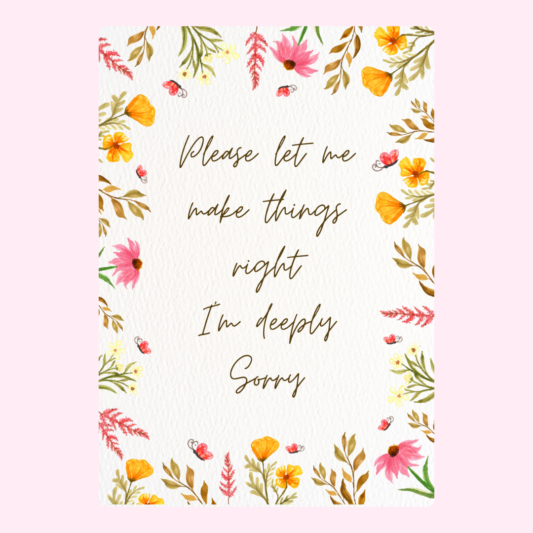 Floral design with sorry message.