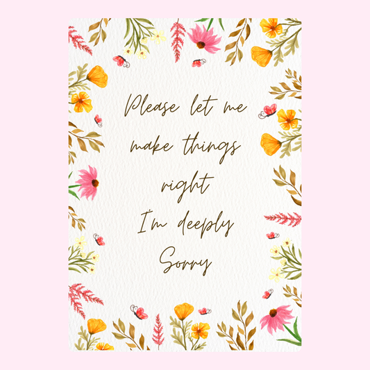Floral design with sorry message.