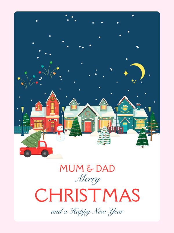 Mum & Dad Merry Christmas Cake Card, for parents