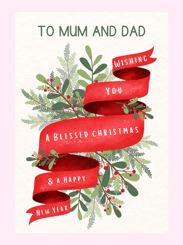 Mum And Dad Blessed Christmas Cake Card, for parents