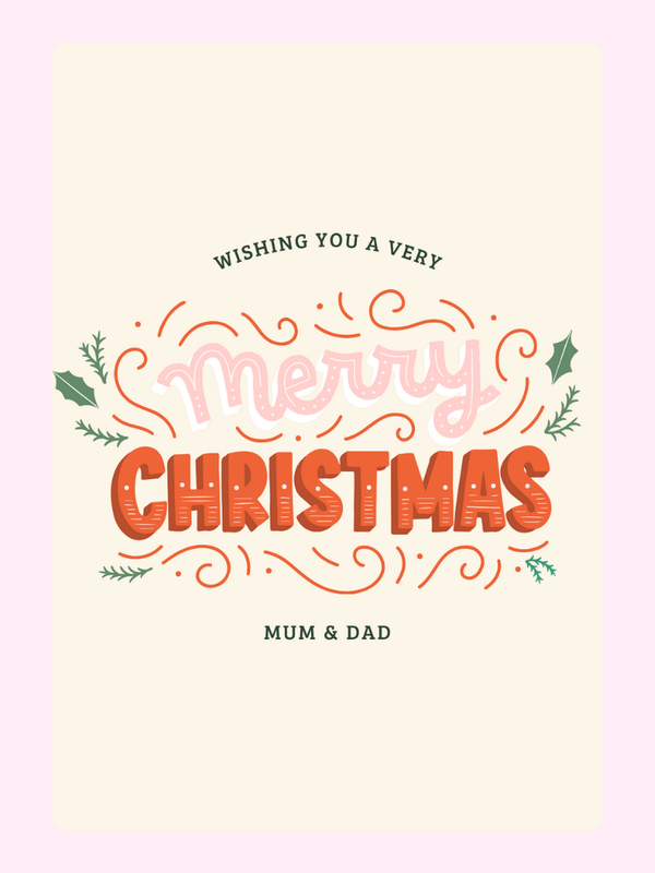 A Very Merry Christmas Cake Card, for parents