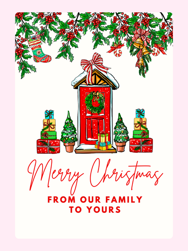 Merry Christmas Red Door Cake Card