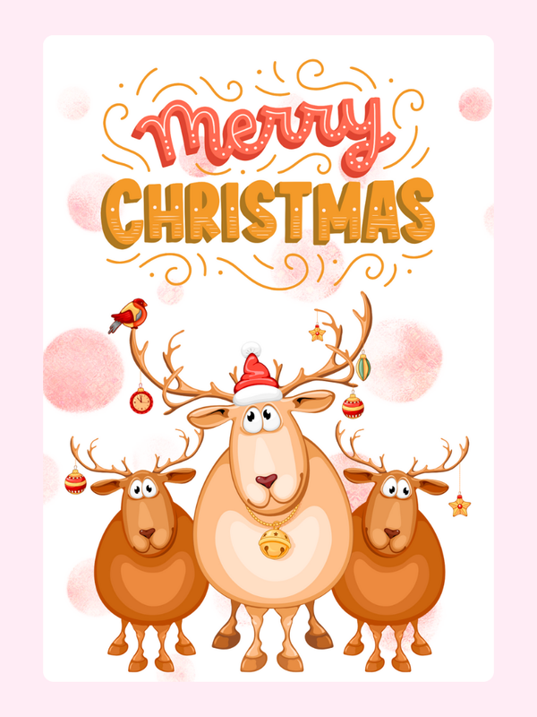 Merry Christmas-3 Reindeers Cake Card