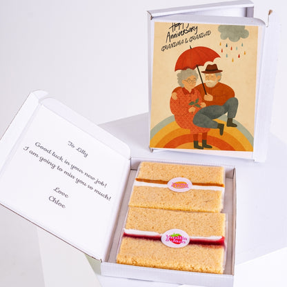 Gift box for Grandma and Grandad with message and treat.