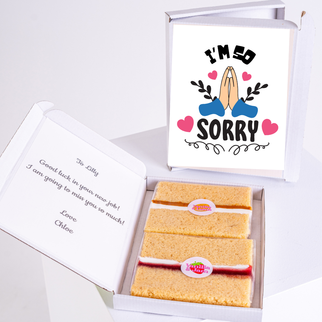 Gift box with slices and 'I'm so sorry