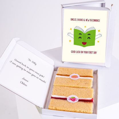 Gift box with sponge and cheerful book design.