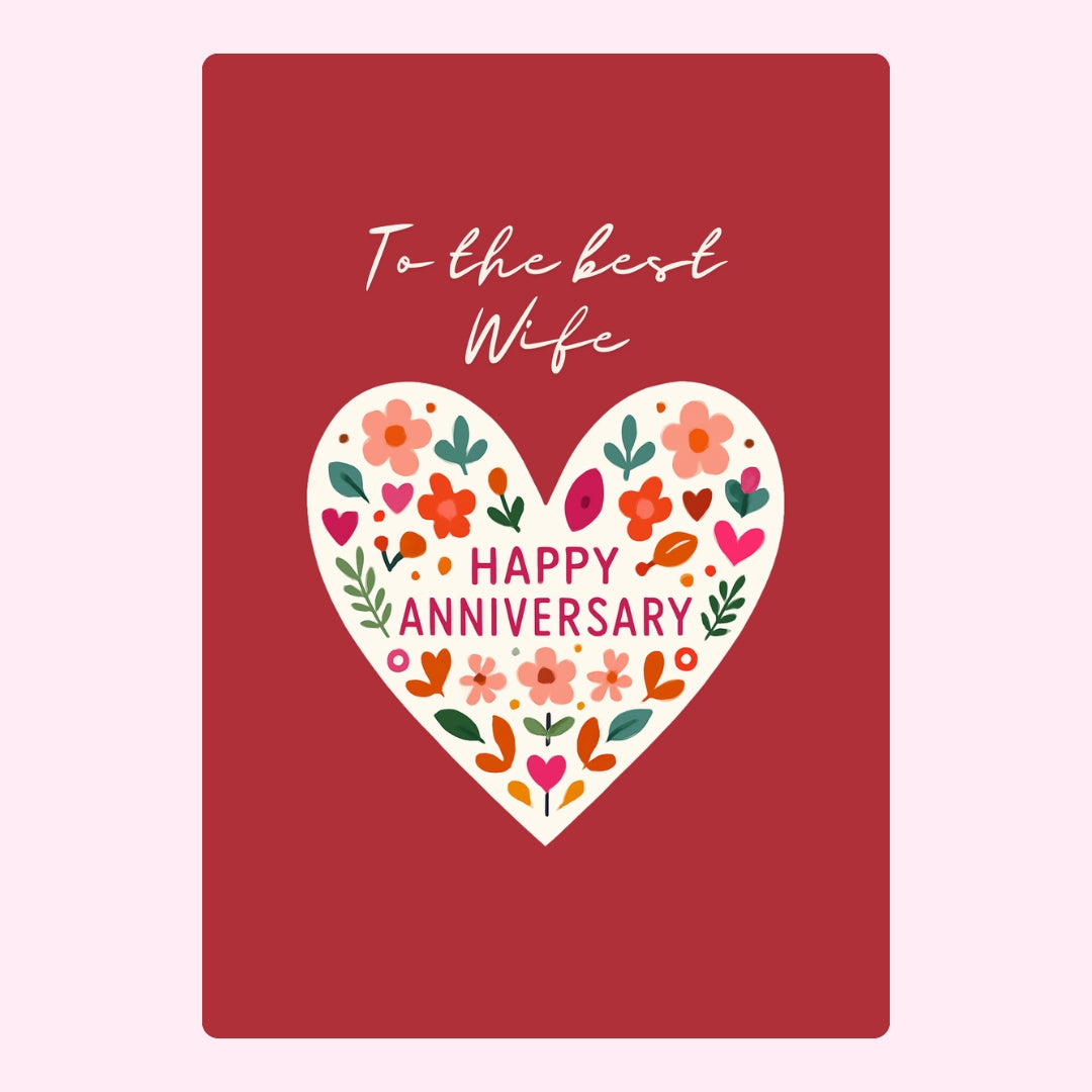 Happy Anniversary floral heart design for wife