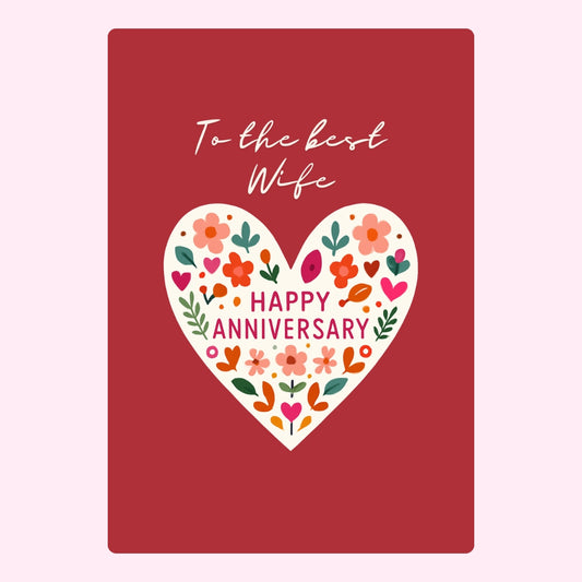 Happy Anniversary floral heart design for wife
