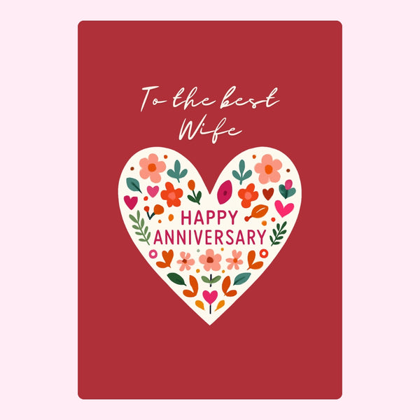 Happy Anniversary floral heart design for wife