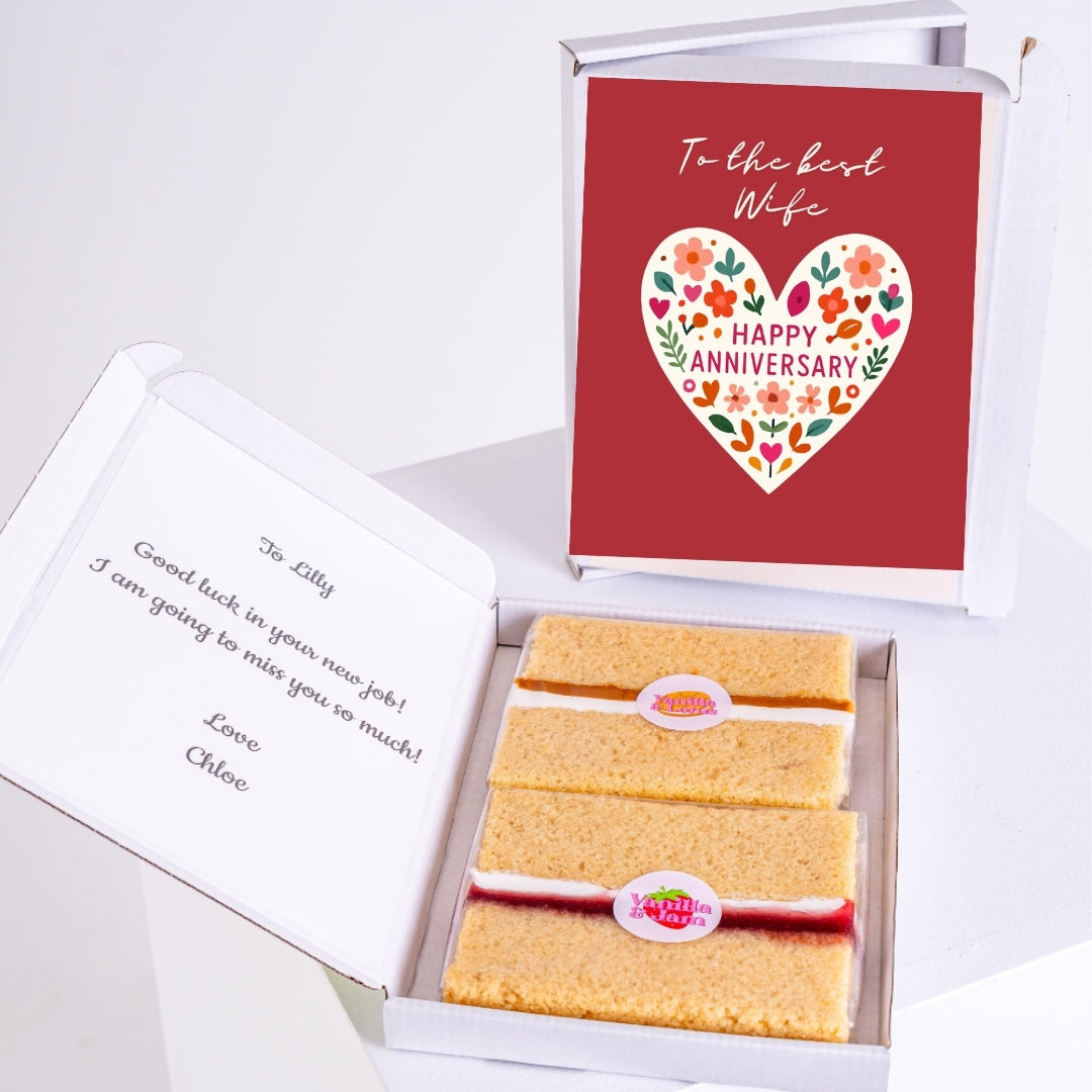 Happy Anniversary floral heart design with message on red background