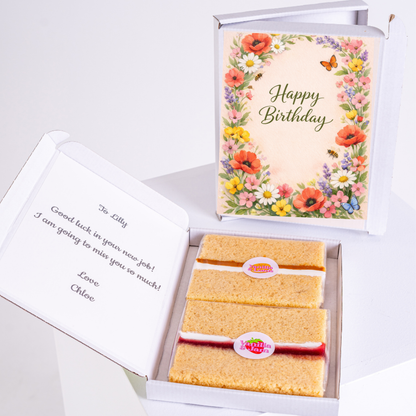 Floral wreath "Happy Birthday" card with vanilla biscuits inside