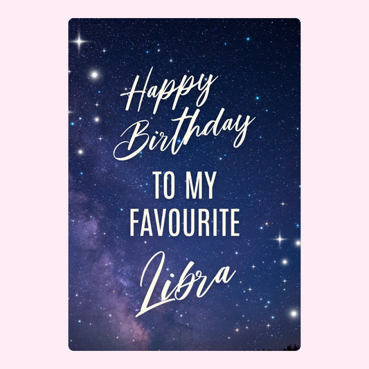 Happy Birthday Libra with starry background