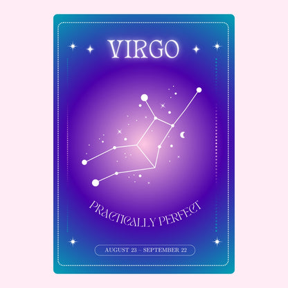 Happy Birthday Virgo with constellation and message.