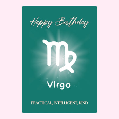 Happy Birthday Virgo with constellation and traits.