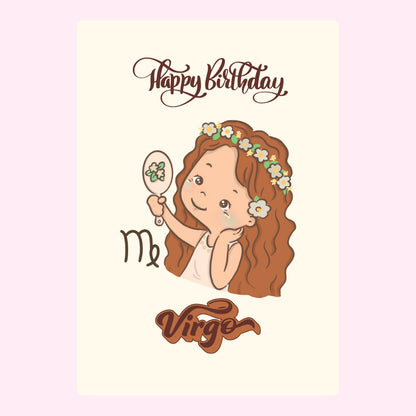 Happy Birthday Virgo with cute illustration.