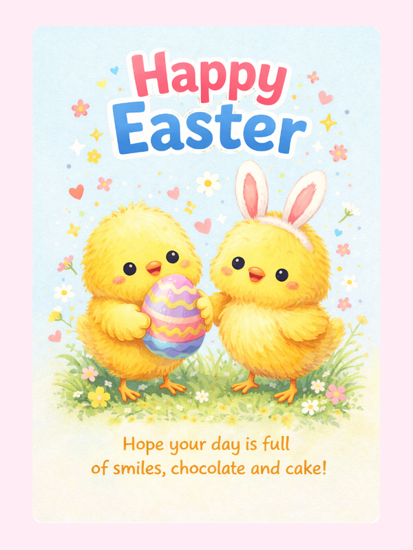 Easter Chicks Cake Card, for a friend