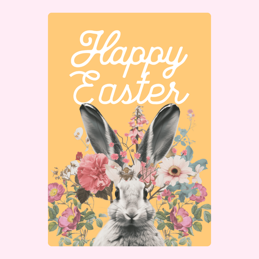Easter card with a floral rabbit design.