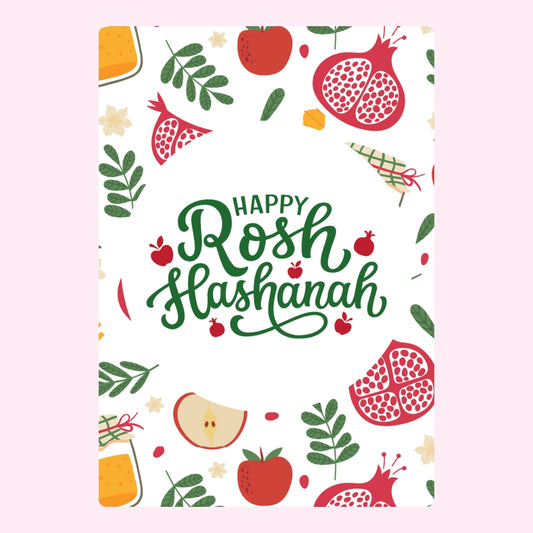 Happy Rosh Hashanah with apples and pomegranates