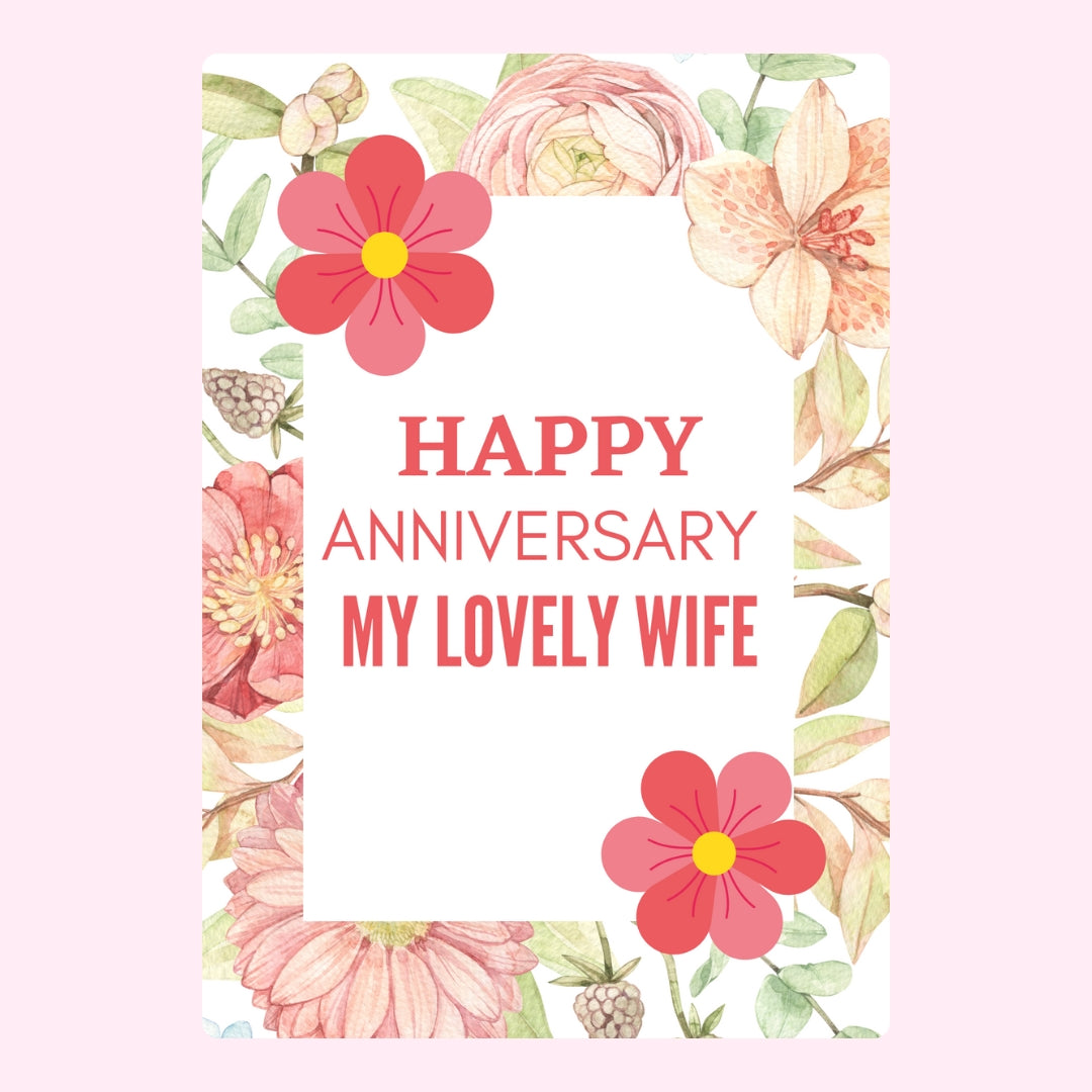 Happy anniversary floral design with message for wife