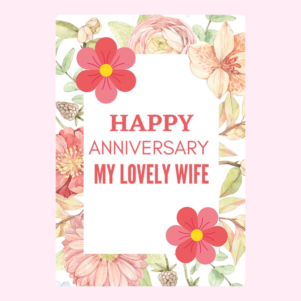 Happy anniversary floral design with message for wife