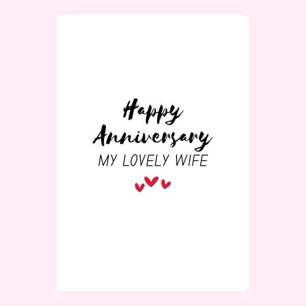 Happy anniversary message for wife with hearts.