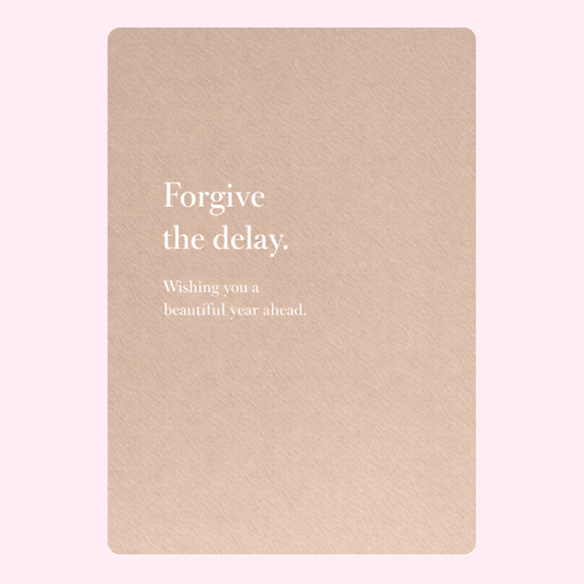 A simple and elegant belated birthday card with the phrase "Late wishes, real love" and soft pastel colors.