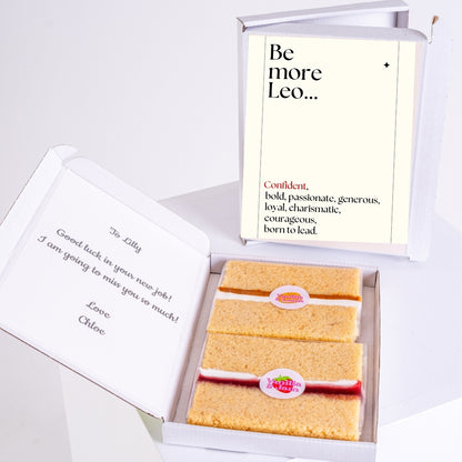 Leo gift box with message and slices.