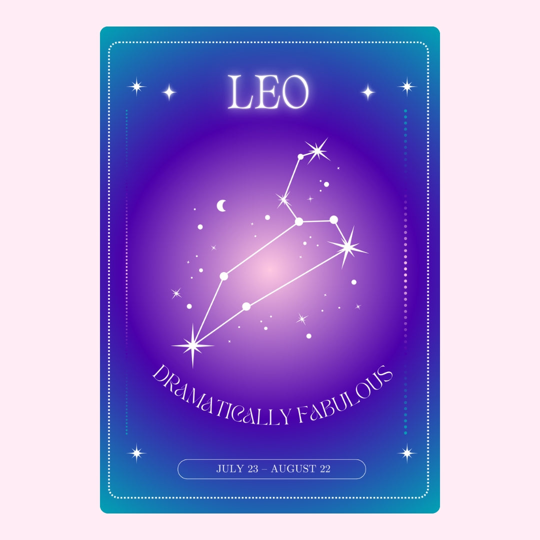 Leo zodiac constellation on purple background.