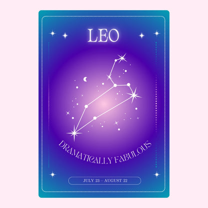 Leo zodiac constellation on purple background.