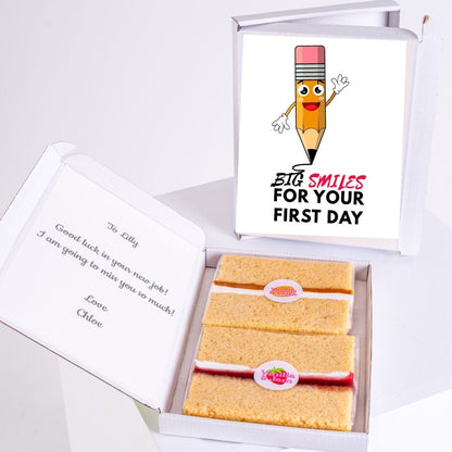Letterbox treat box with sponge and smile message