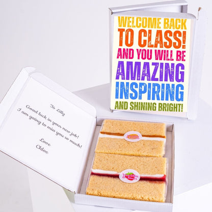 Letterbox treat with welcome back design and slices.