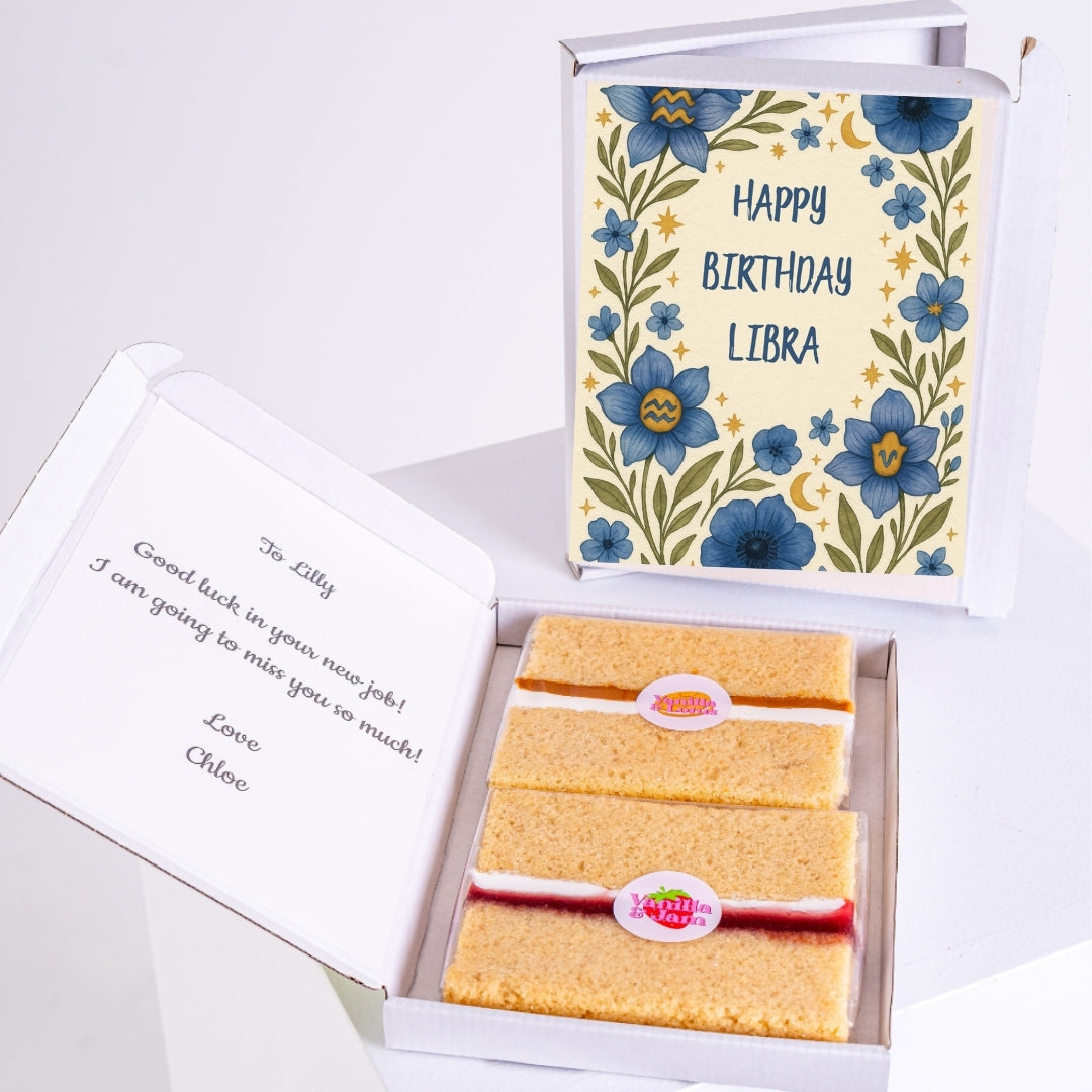Libra birthday treat with floral border and message